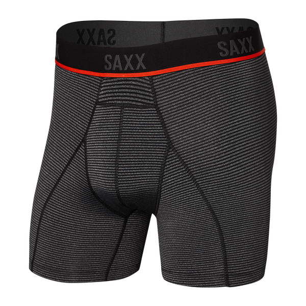 Front of Kinetic HD Boxer Brief in Grey Mini Stripe