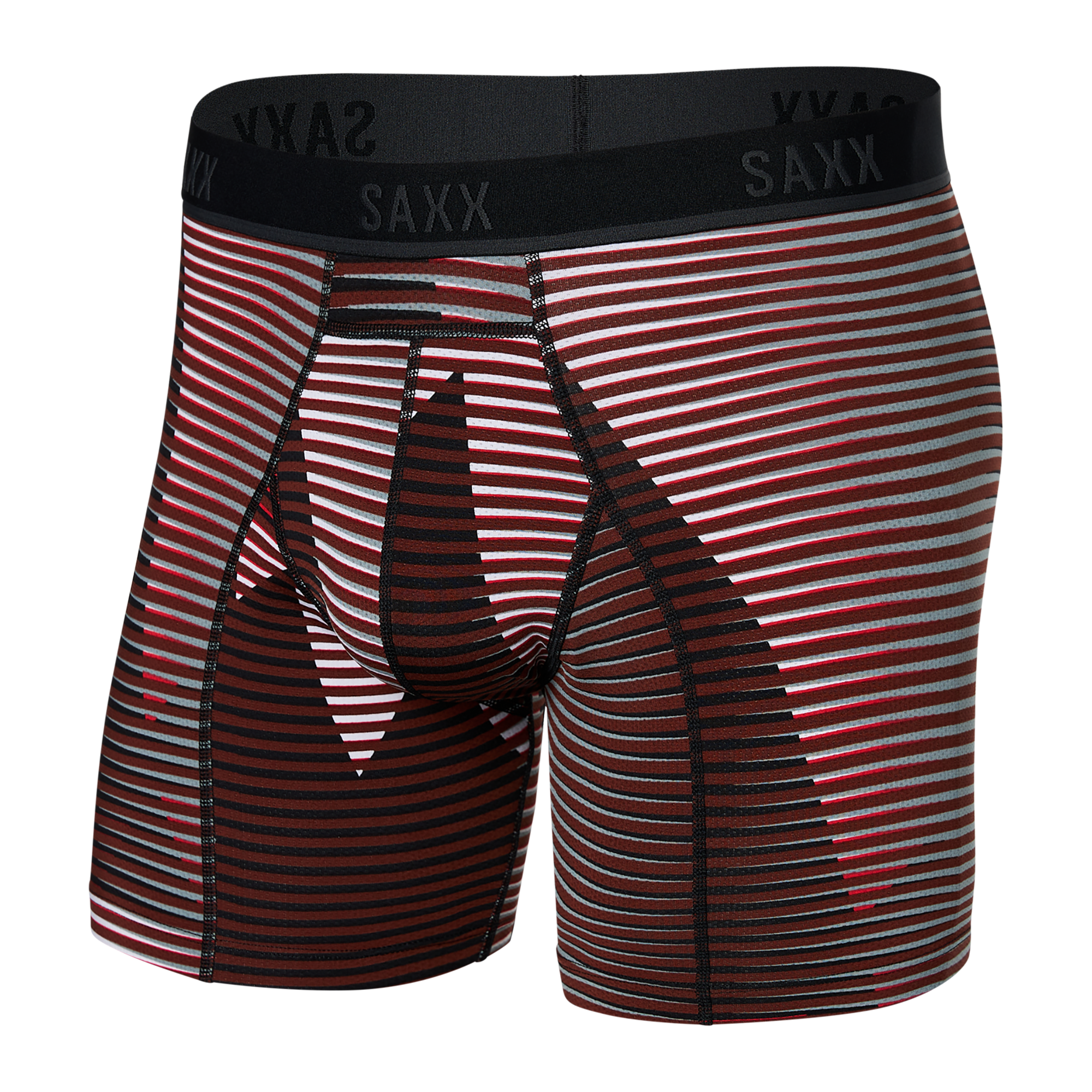 Front of Kinetic Light-Compression Mesh Boxer Brief in Optic Mountain- Dark Brick