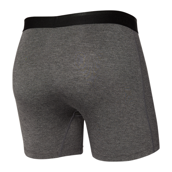 Back of Platinum Boxer Brief Fly in Dk Charcoal Heather