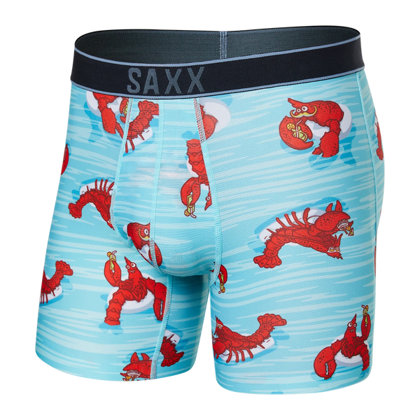 Front - Model wearing DropTem Cooling Hydro Boxer Brief in Lobster Lounger- Aqua