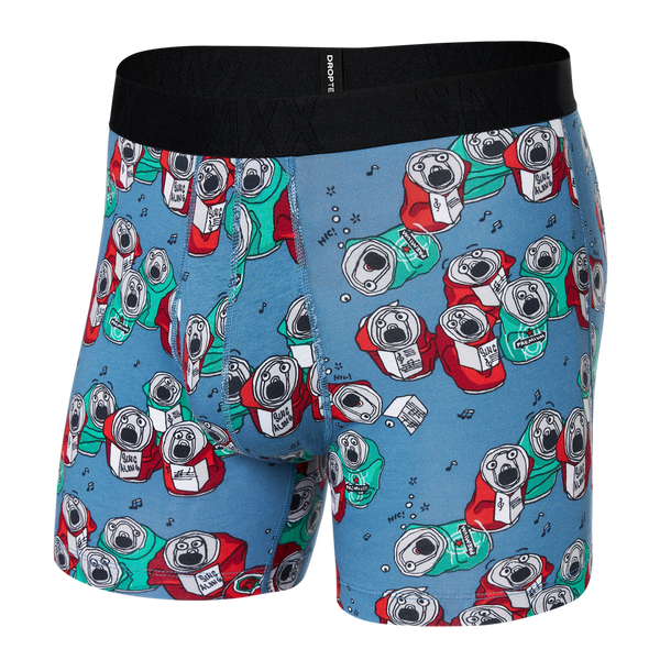 Front of Droptemp Cooling Cotton Boxer Brief Fly in Beer Can Choir- Slate