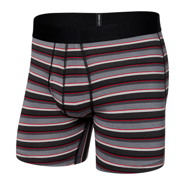 Front of DropTemp Cooling Cotton Boxer Brief in College Stripe- Grey