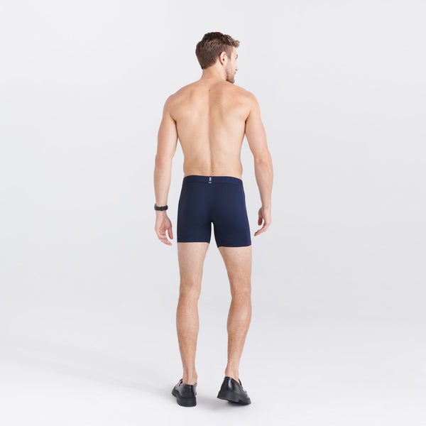 Back - Model wearing Droptemp Cooling Cotton Boxer Brief Fly in Dark Ink