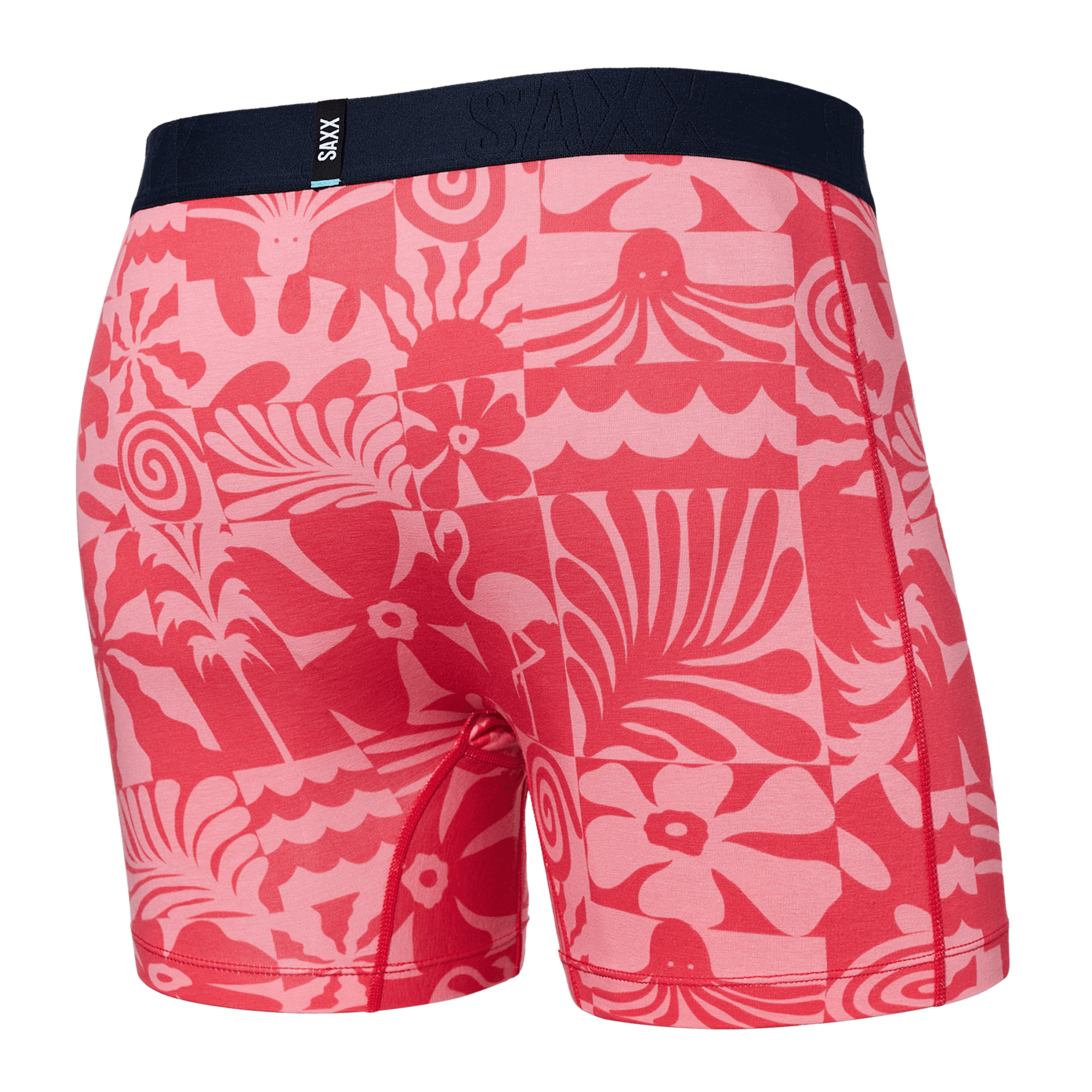 Back of DropTemp Cooling Cotton Boxer Brief in East Coast- Hibiscus