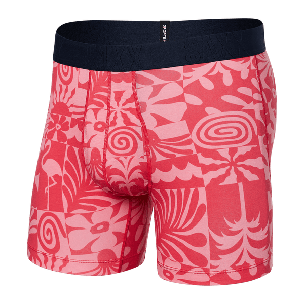 Front of DropTemp Cooling Cotton Boxer Brief in East Coast- Hibiscus