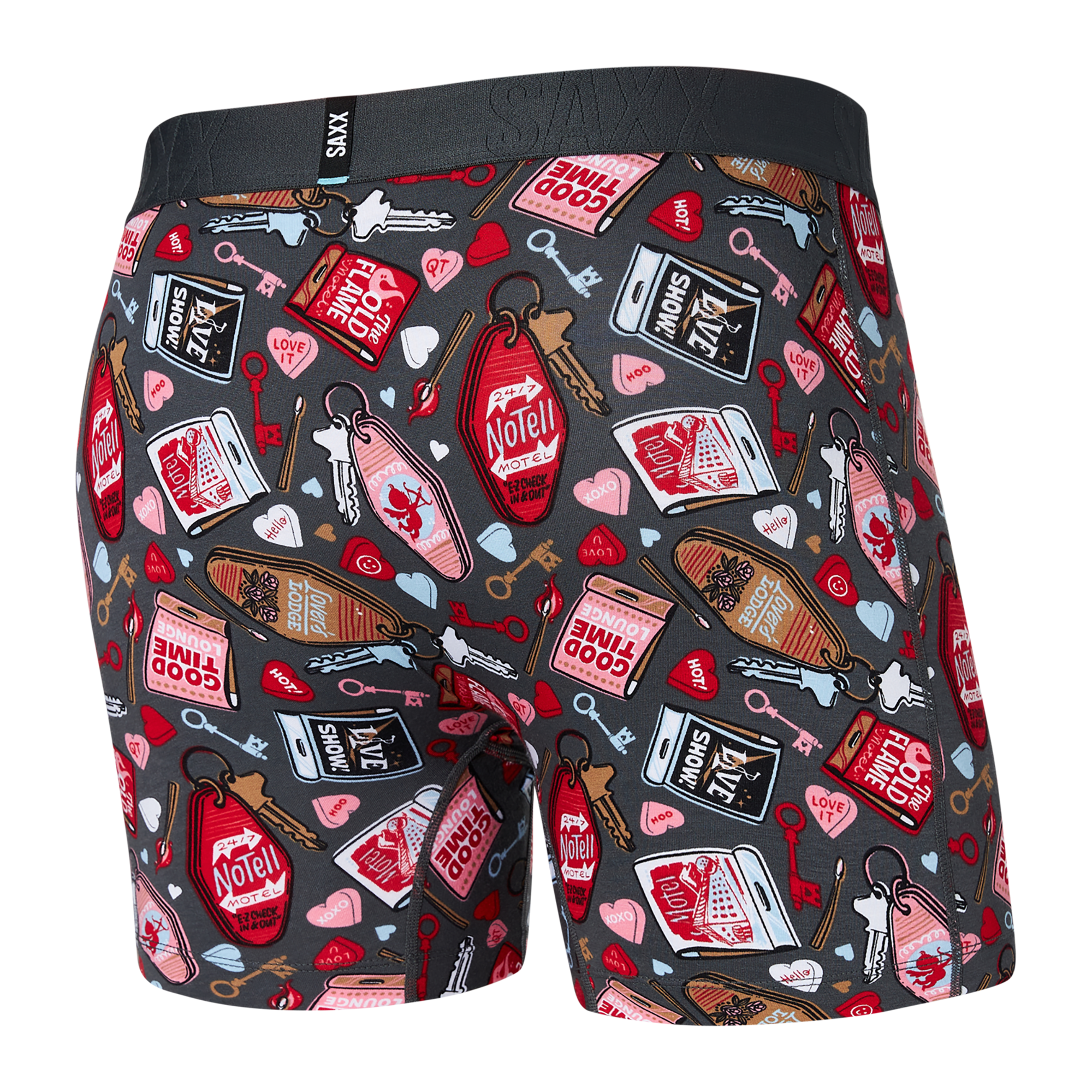 Back of Droptemp Cooling Cotton Boxer Brief Fly in No Tell Motel- Graphite