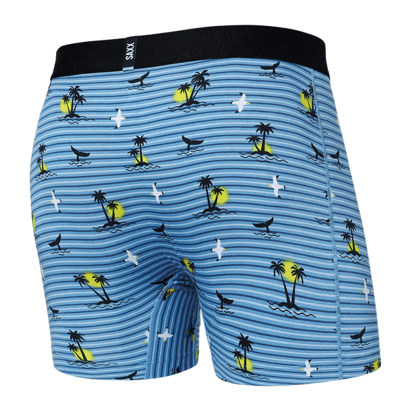 Back of DropTemp Cooling Cotton Boxer Brief in Offshore Breeze- Blue