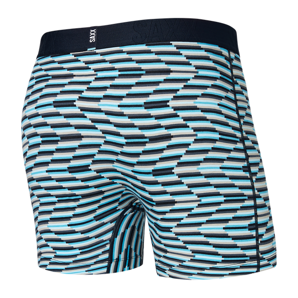 Back of Droptemp Cooling Cotton Boxer Brief Fly in Zig Zag Stripe- Multi