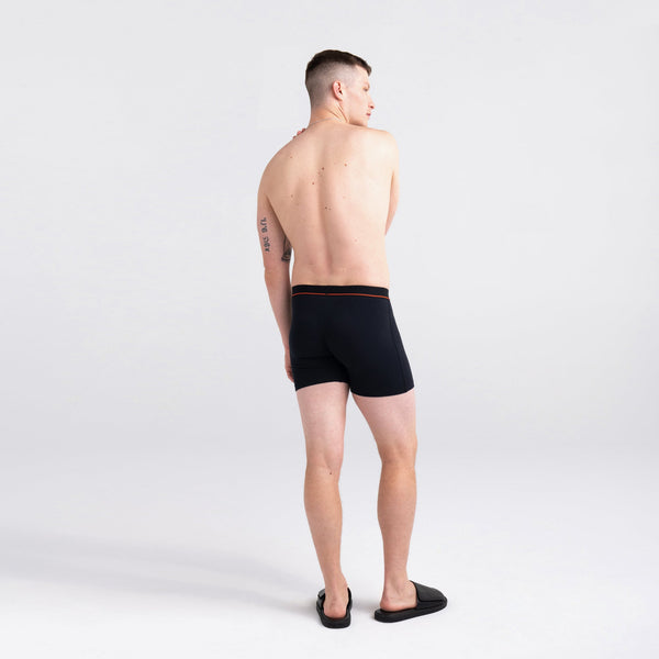 Back - Model wearing Non-Stop Stretch Cotton Boxer Brief 5-Pack in Black/Deep Navy/White