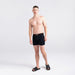 Front - Model wearing Non-Stop Stretch Cotton Boxer Brief 5-Pack in Black/Deep Navy/White