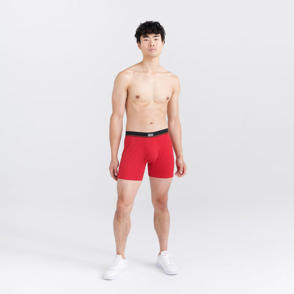 Front - Model wearing Non-Stop Stretch Cotton Boxer Brief Fly in Currant