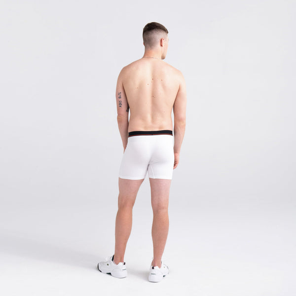 Back - Model wearing Non-Stop Stretch Cotton Boxer Brief 3-Pack in White