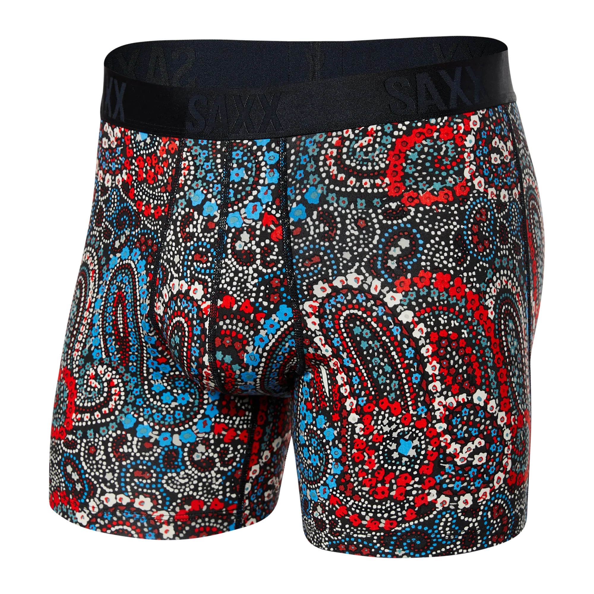 Front of 22nd Century Silk Boxer Brief Fly in Painted Paisley- Multi