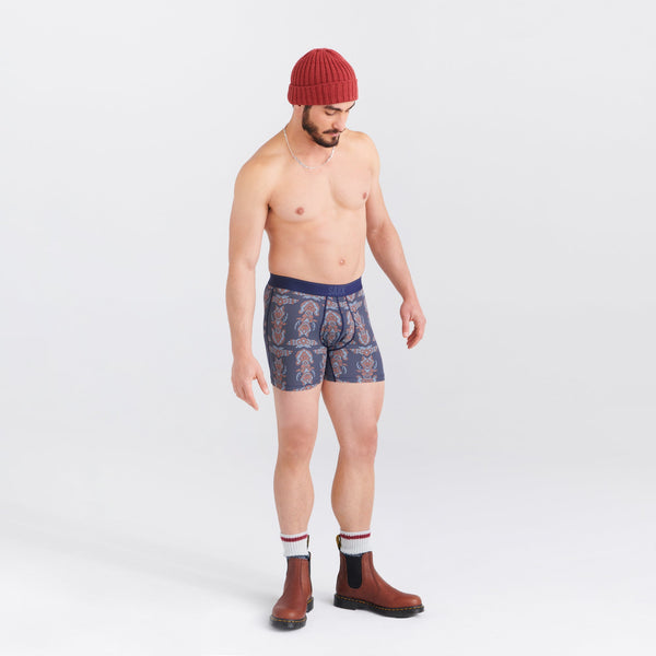 Front - Model wearing Quest Quick Dry Mesh Boxer Brief Fly in Animal Spirit- Maritime