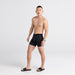 Front - Model wearing Quest Boxer Brief Fly in Black