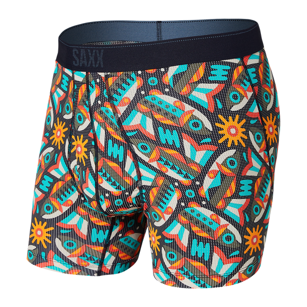 Front of Quest Boxer Brief Fly in Multi Fish Are Fly