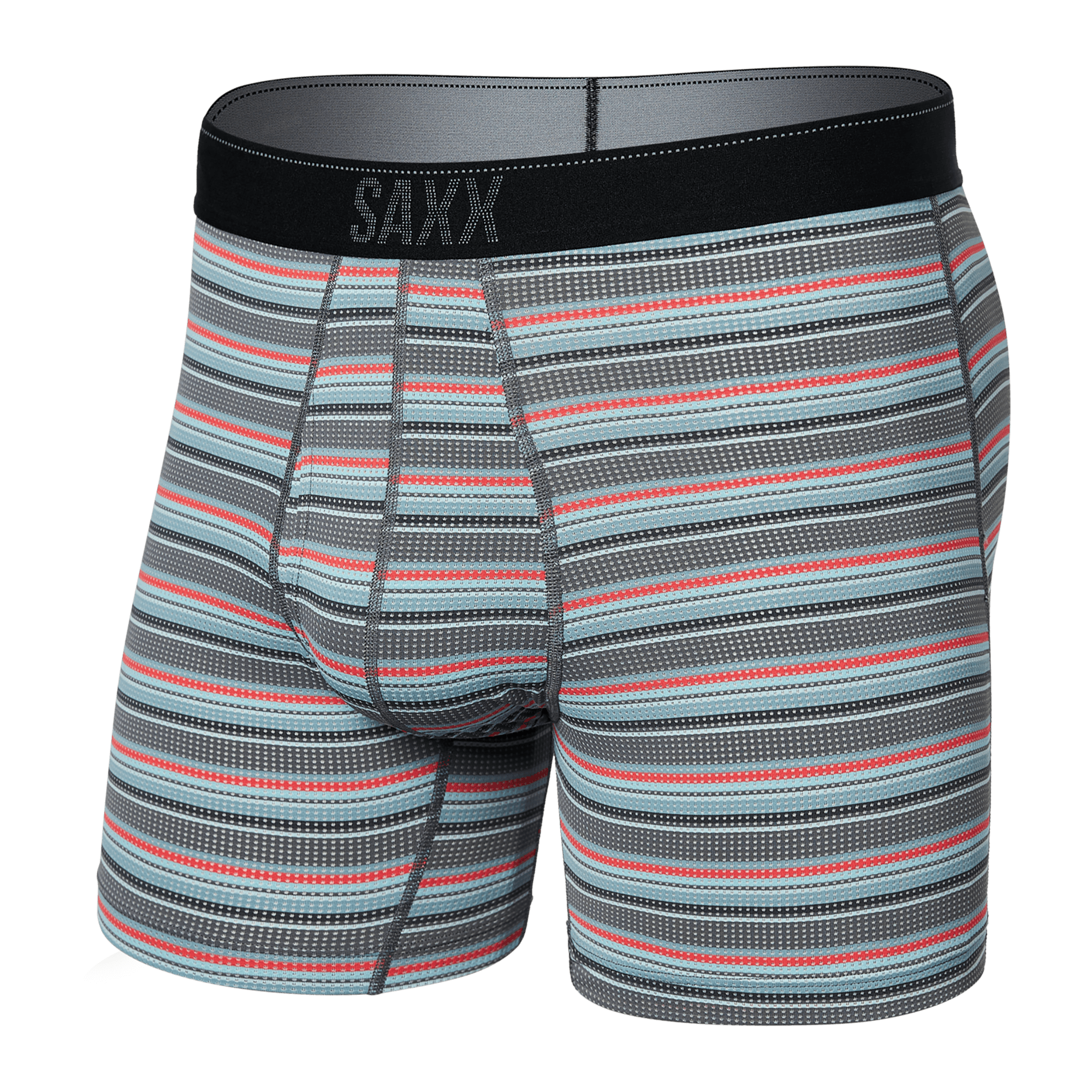 Front of Quest Baselayer Boxer Brief in Field Stripe- Charcoal
