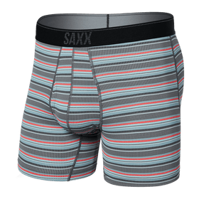 Front of Quest Baselayer Boxer Brief in Field Stripe- Charcoal