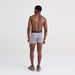 Back - Model wearing Quest Baselayer Boxer Brief in Field Stripe- Charcoal