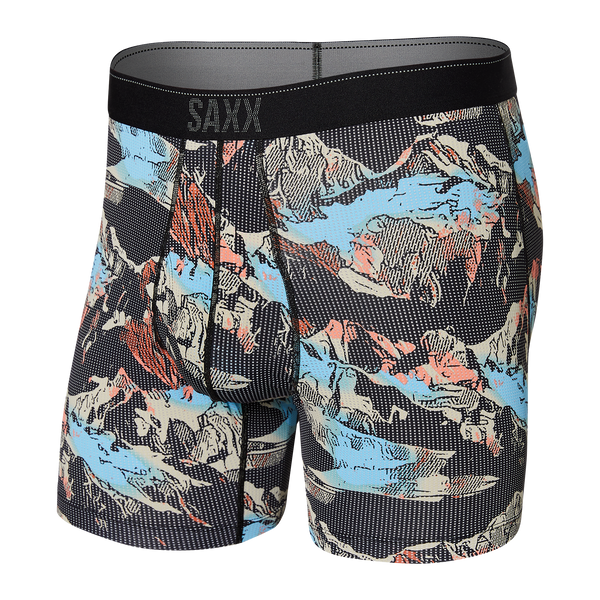 Front of Quest Boxer Brief Fly in Black Mountainscape