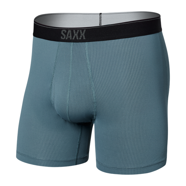 Front of Quest Quick Dry Mesh Boxer Brief in Shark Tooth- Black