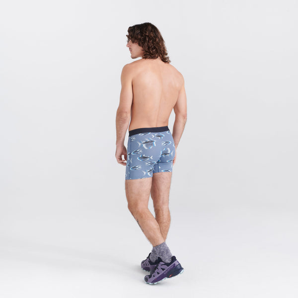 Back - Model wearing Quest Quick Dry Mesh Boxer Brief Fly in Scaled Up- Twilight
