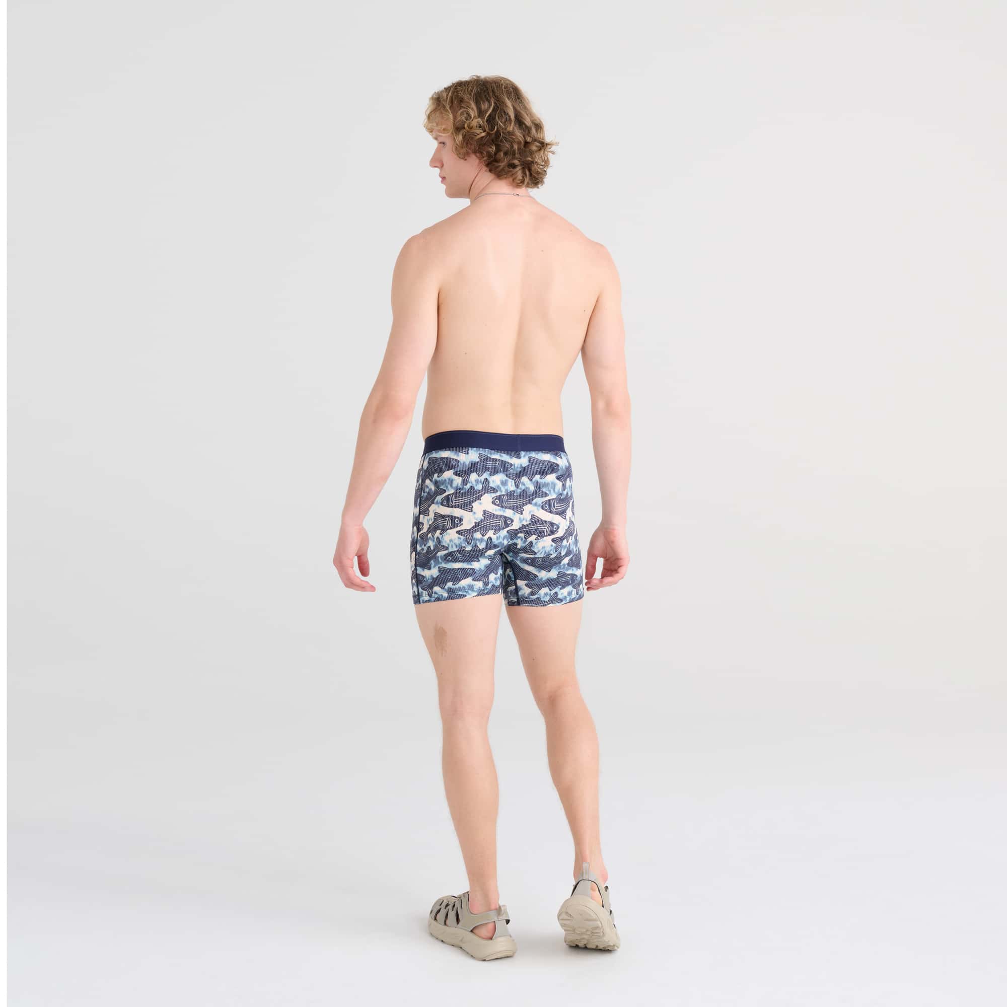 Back - Model wearing Quest Baselayer Boxer Brief in Upstream- Twilight