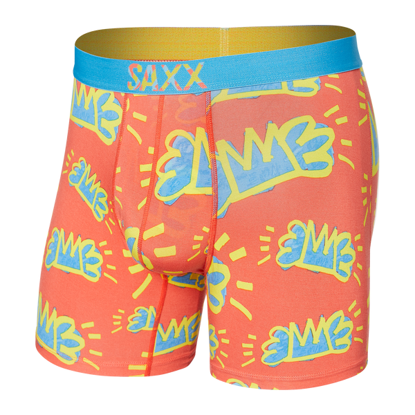 Front of Vibe Boxer Brief in All Daye- Hot Coral