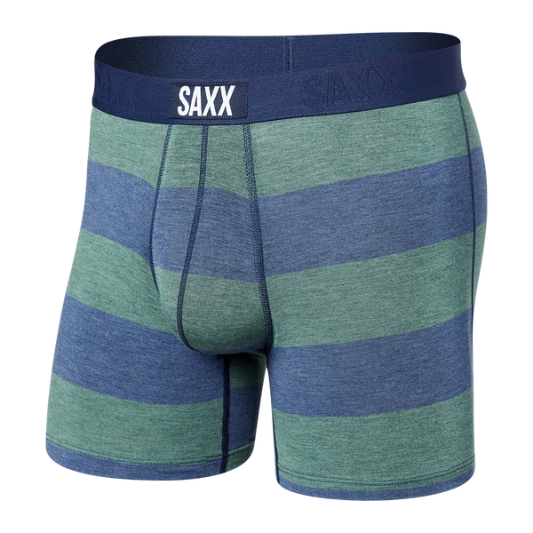 Front of Vibe Super Soft Boxer Brief in Blue/Green Ombre Rugby