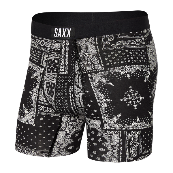 Front of Vibe Boxer Brief in Black/City Blue Heather