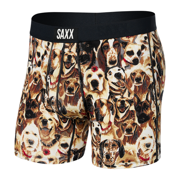 Front of Vibe Super Soft Boxer Brief in Dogs Of Saxx- Multi