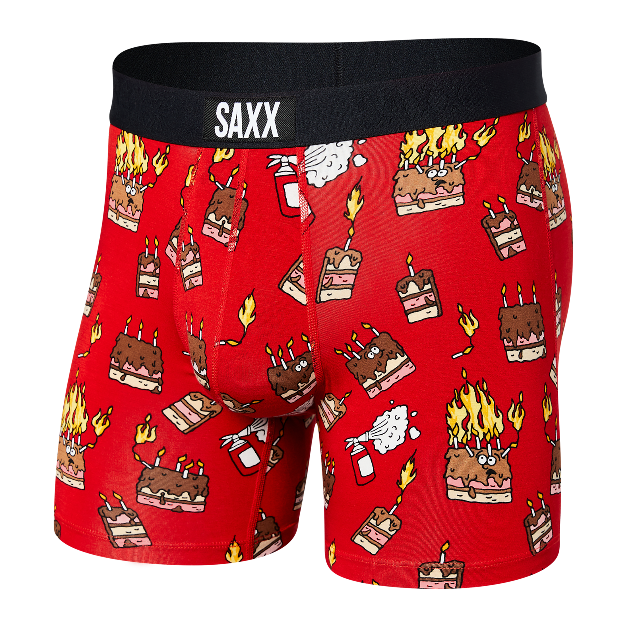 Front of Vibe Super Soft Boxer Brief in Fired Up- Red