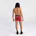 Back - Model wearing Vibe Super Soft Boxer Brief in Fired Up- Red