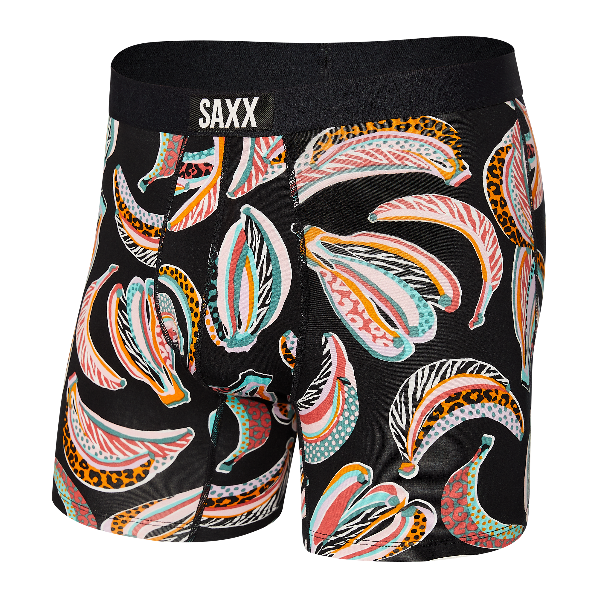 Front of Vibe Boxer Brief in Gone Bananas- Black