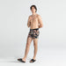 Front - Model wearing Vibe Boxer Brief in Gone Bananas- Black