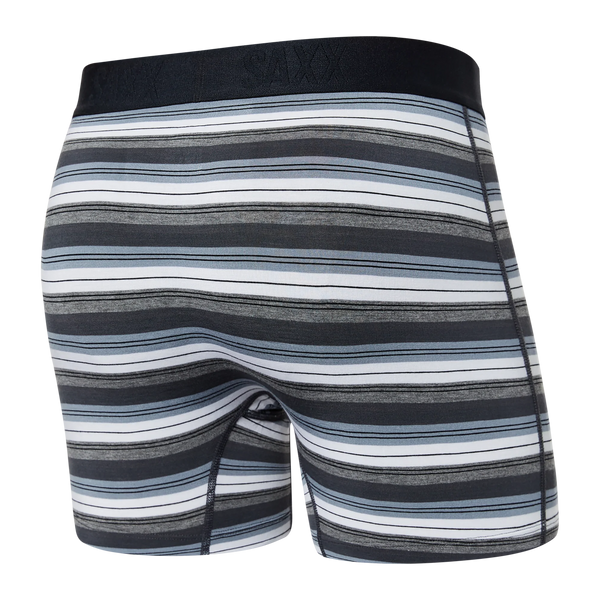 Back of Vibe Super Soft Boxer Brief in Freehand Stripe- Grey