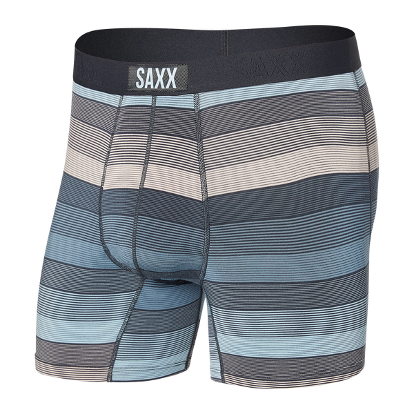 Front of Vibe Boxer Brief in Hazy Stripe- Washed Blue