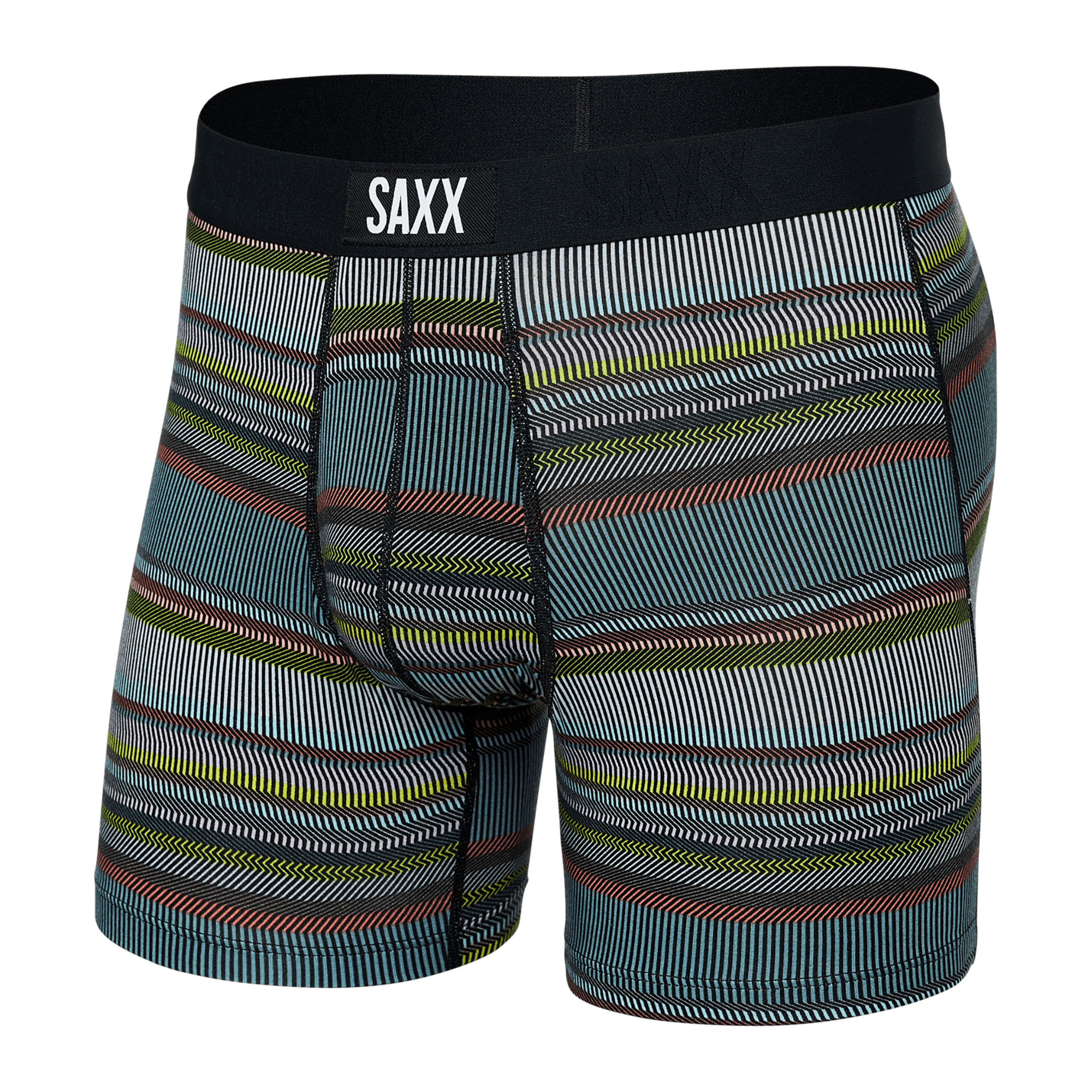 Front of Vibe Boxer Brief in Hyperactive Stripe- Multi