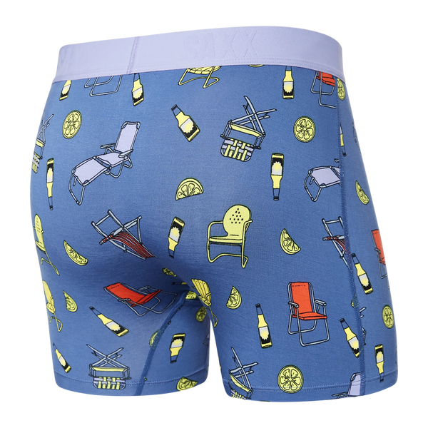 Back of Vibe Super Soft Boxer Brief in Lawnchairs & Limes- Blue