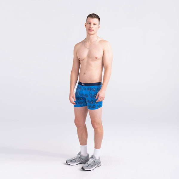 Front - Model wearing Vibe Super Soft Boxer Brief 2-Pack in Moosletoe/Navy