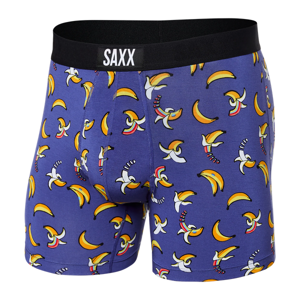Front of Vibe Super Soft Boxer Brief in Rainbow Bananas- Navy