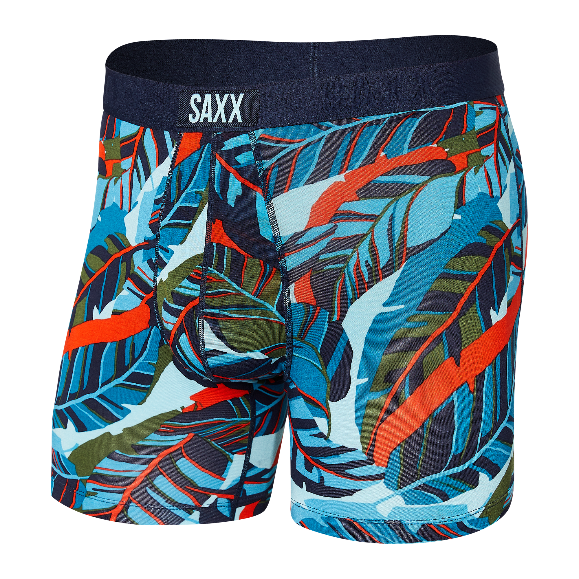 Front of Vibe Boxer Brief in Blue Pop Jungle