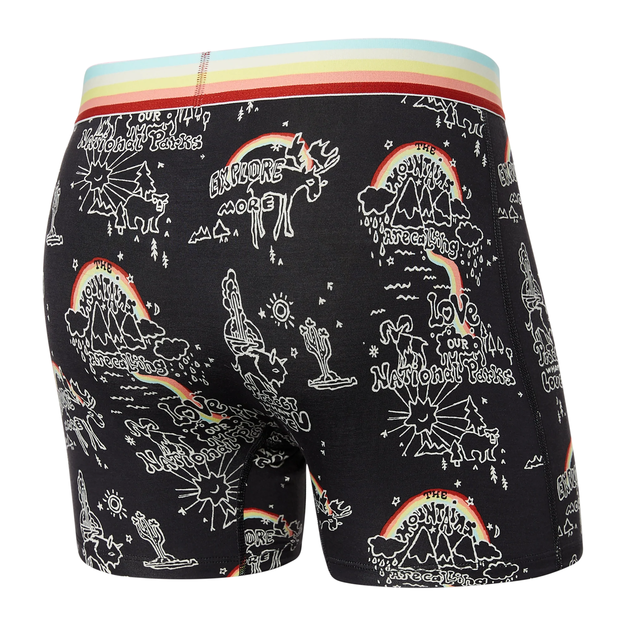 Back of Vibe Super Soft Boxer Brief in Park Wanderlust/Multi Waistband