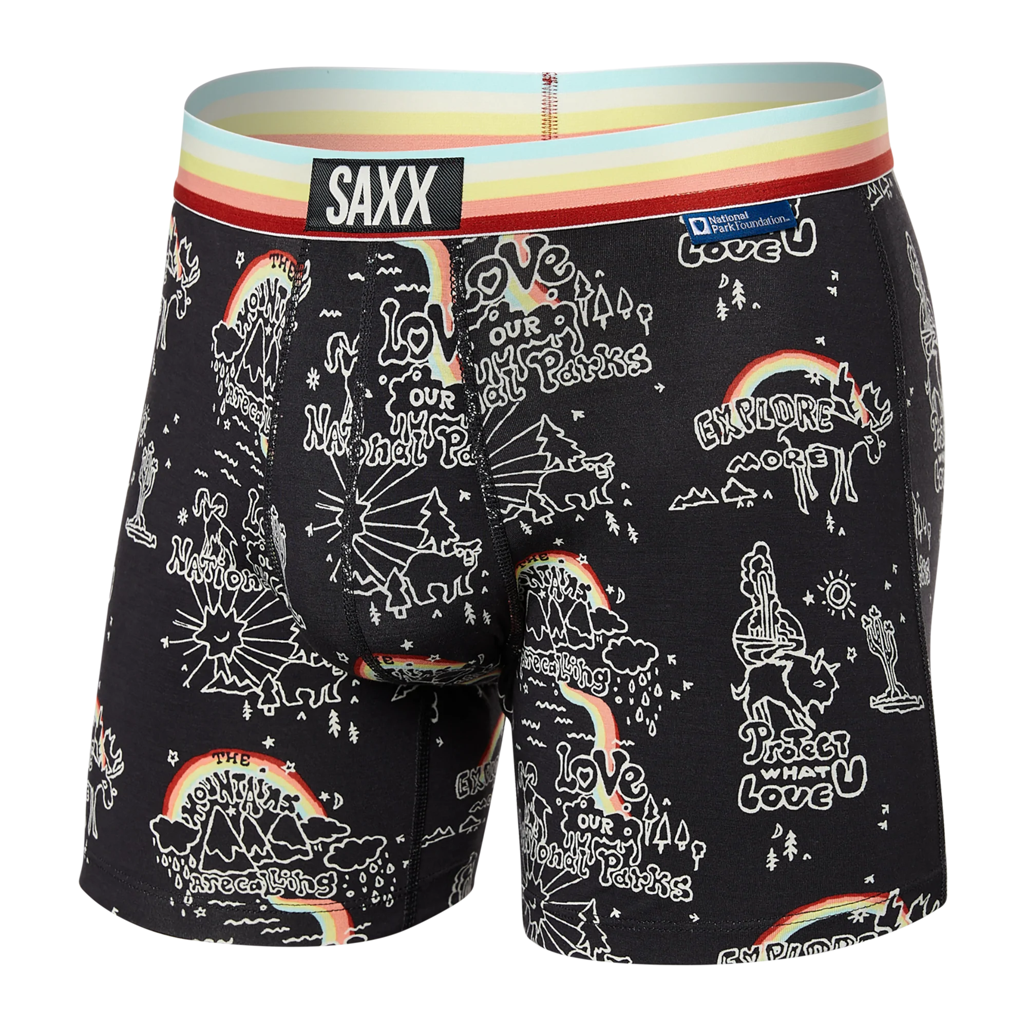 Front of Vibe Super Soft Boxer Brief in Park Wanderlust/Multi Waistband