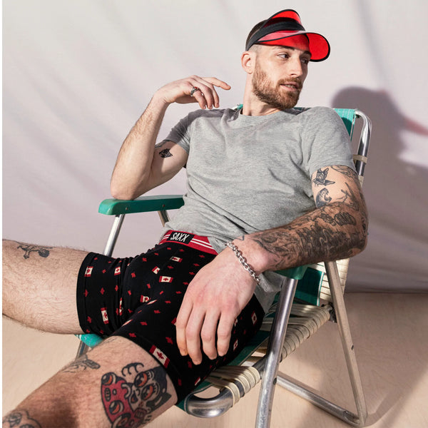 Saxx Men's Underwear - Vibe Boxer Briefs with Built-in Ballpark Pouch  Support, Pink Flame Job, Medium