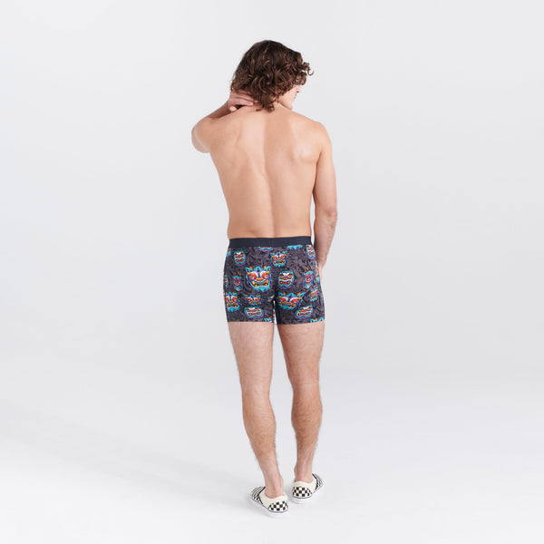Back - Model wearing Vibe Super Soft Boxer Brief in Year Of The Dragon- Multi