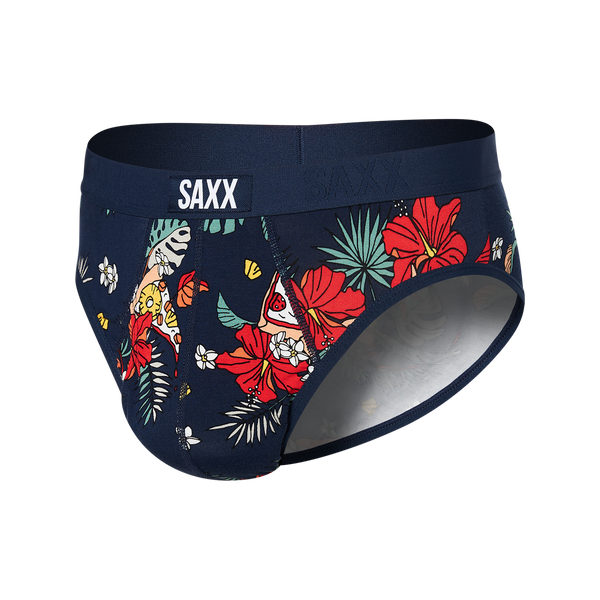 Front of Ultra Super Soft Brief Fly in Hawaiian Pizza- Navy