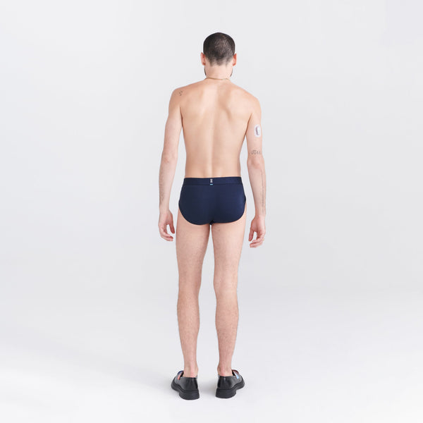 Back - Model wearing Droptemp Cooling Cotton Brief Fly in Dark Ink