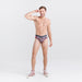 Front - Model wearing Droptemp Cooling Cotton Brief Fly in No Tell Motel- Graphite