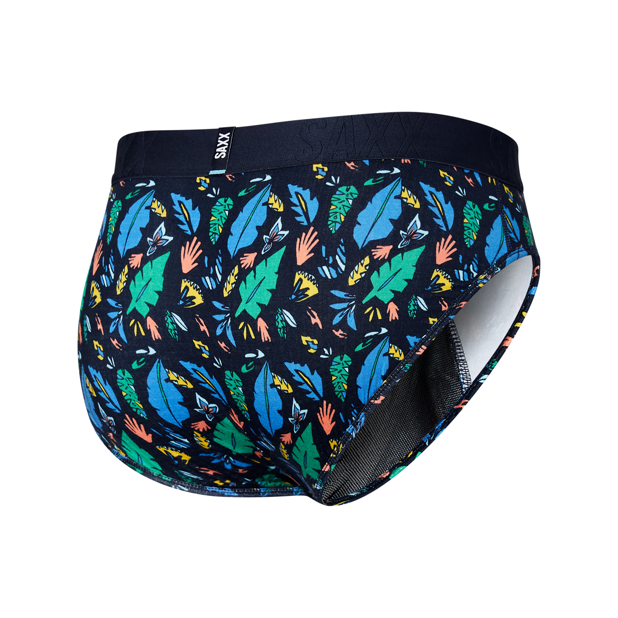 Back of DropTemp Cooling Cotton Brief in Pop Flora- Blue